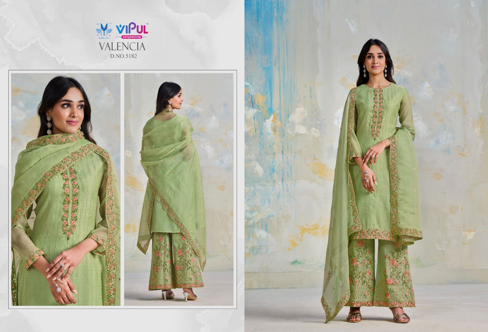 Valencia By Vipul Organza Heavy Designer Salwar Suits Catalog